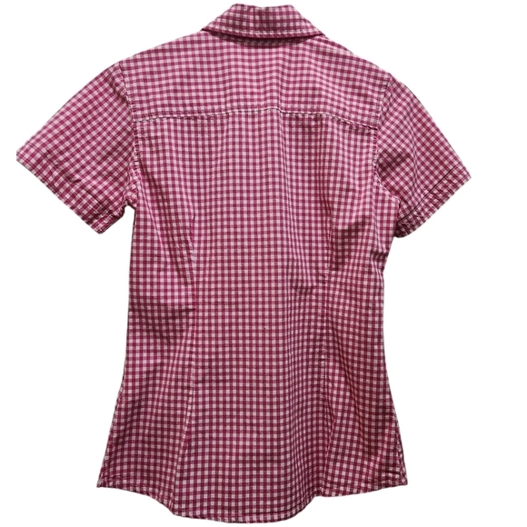 EUC Carhartt Women's Size S Pink Gingham Plaid Pocketed Button Down Shirt - Picture 3 of 6